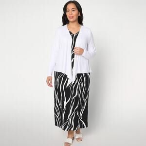 Belle by Kim Gravel Better Together Dress & Shrug Set Black/White Size LP NWOT
